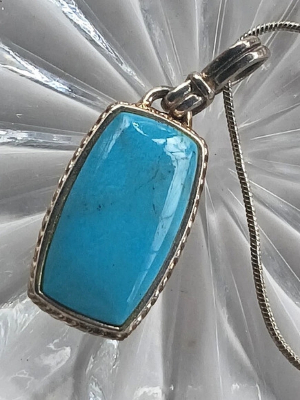 Barse Double Sided Turquoise 925 Rectangular Pendant